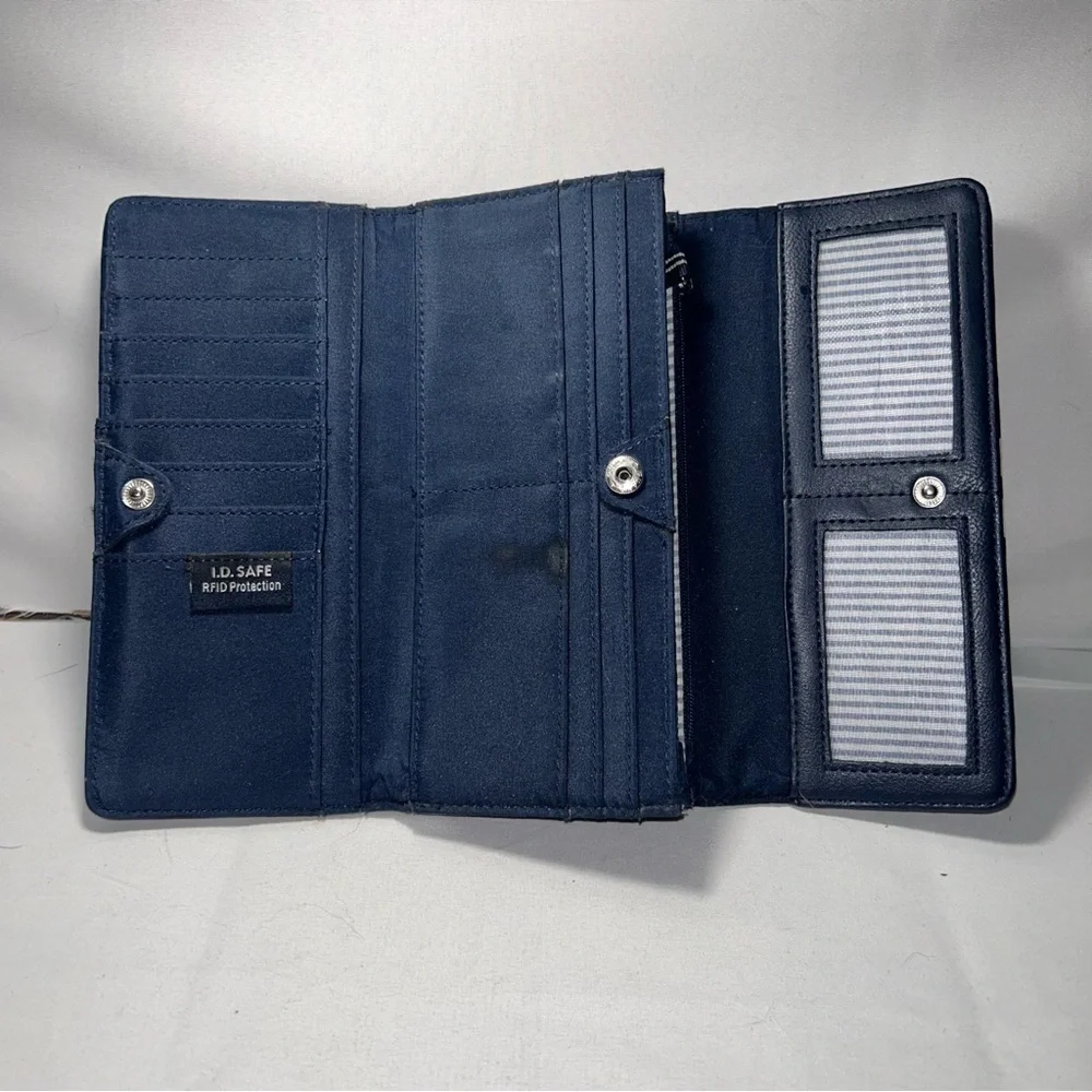 Nautica Wallet Clutch Navy White Accents Stripe Card Holder